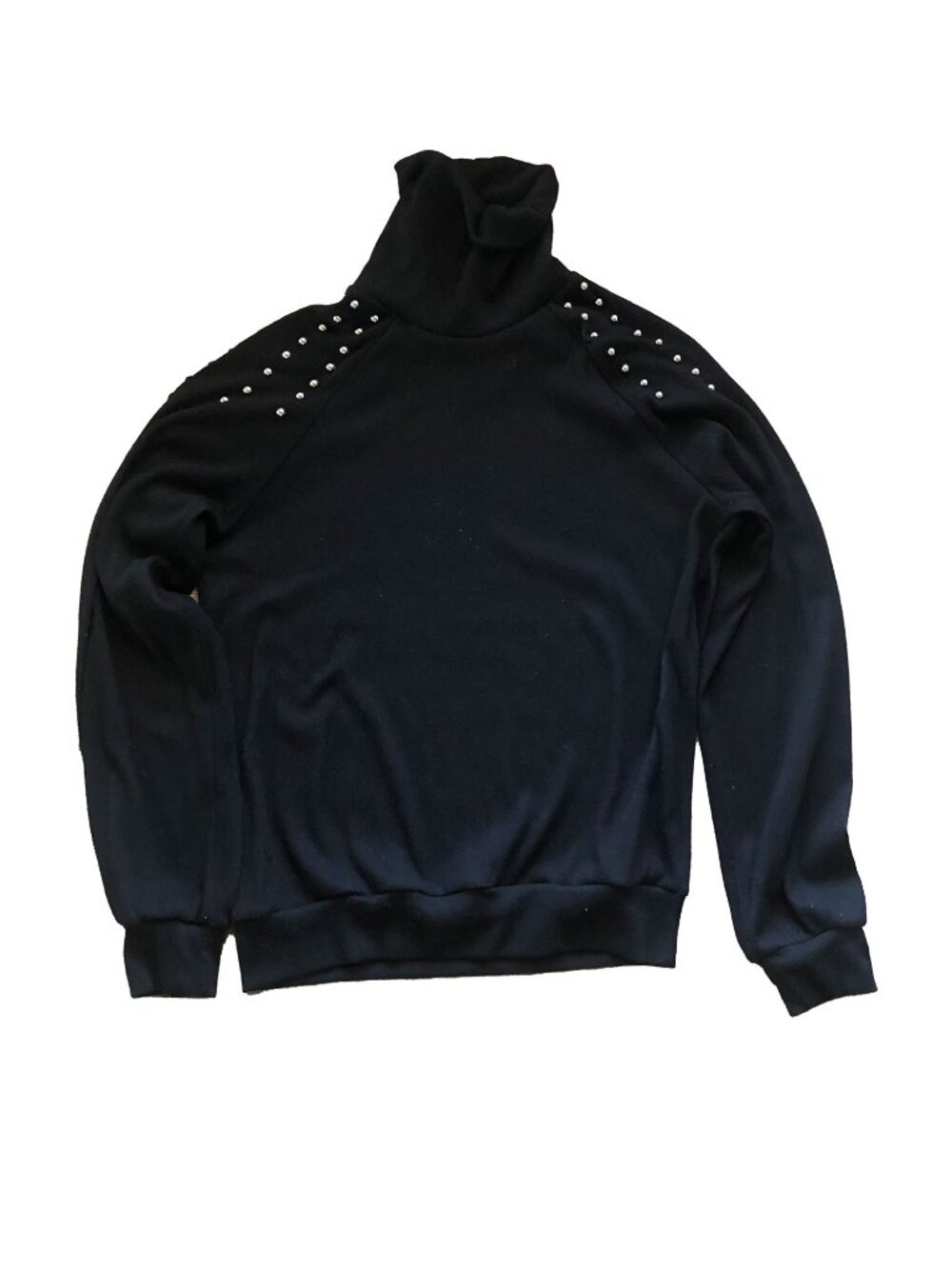 Kontrol Contemporary Black Sweater Sz LG Silve Dome Metal Studs Avant Garde